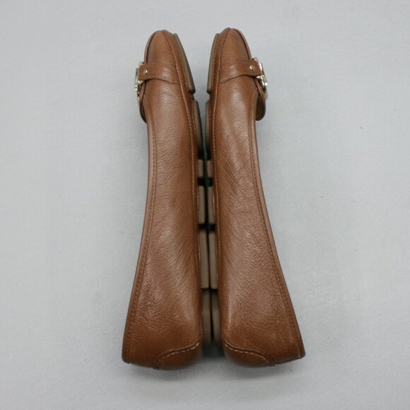 Michael Kors Ladies 10 M Brown Leather Logo Slip-on Loafers Ballet Flats Shoes - Picture 12 of 12